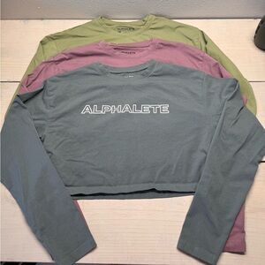 Lot of 3 Ladies Medium Long Sleeve Alphalete Crop